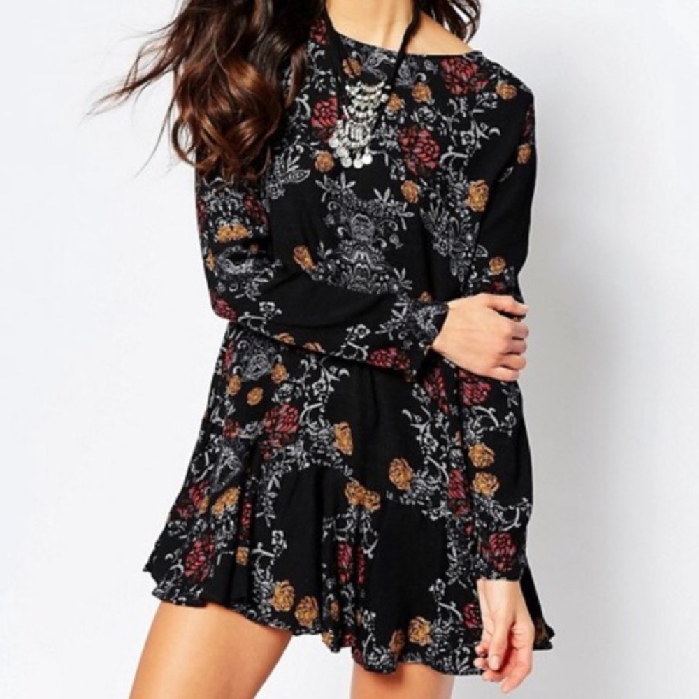 Free People Smooth Talker Tunic Navy Floral